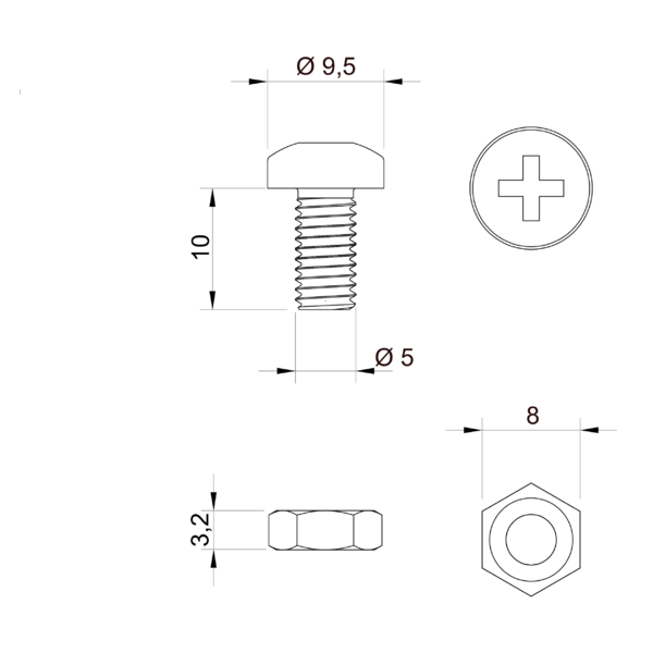 Pièces de liaison M5 x 10 mm